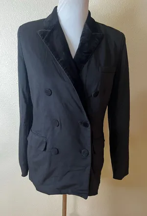 LAUREN Ralph Lauren black velvet trim blazer jacket WOMENS 6 thumbnail 1