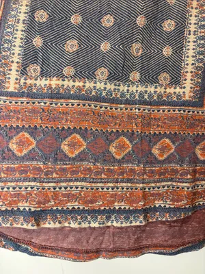 Lucky Brand Linen Blend Hi Low Short Sleeve Aztec Western Style Top Size XL thumbnail 4