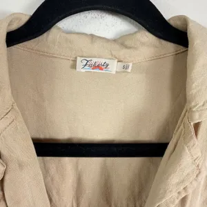 Faherty Arlie Day‎ Tan Linen Blend Button Front Short Sleeve Romper Size Small thumbnail 9