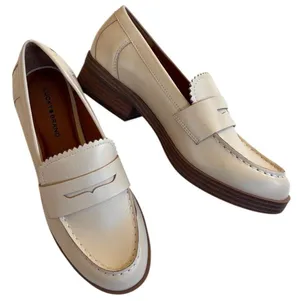 Like New Lucky Brand Leather Floriss Loafers Cream Size 7 thumbnail 1