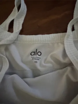 ALO Yoga White Ribbed Cropped Cami Top thumbnail 2