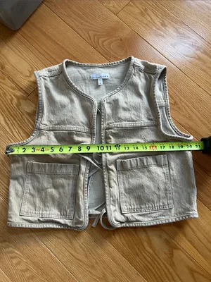 LOFT Neutral Tie-Front Utility Vest in Light Taupe thumbnail 5