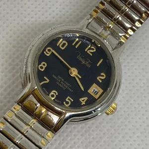 Vanity fair women date watch vintage 23mm round two tone size 6.5” running thumbnail 2