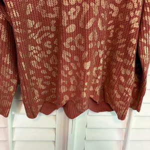Entro Pink And Gold‎ Animal Print Sweater Size Medium thumbnail 3