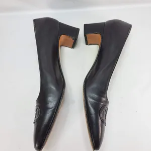 Salvatore Ferragamo Gancini‎ Pumps Womens 7.5 B Black Leather Block Heel Italy thumbnail 4
