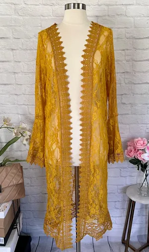 Polly & Esther Golden Lace Kimono thumbnail 1
