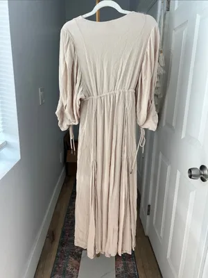 Free People Free-Est Just Like Paradise Maxi Flowy Dress Boho Neutral XS thumbnail 6