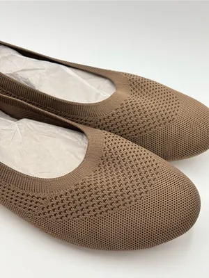 Comfort&soft‎ Knit Ballet Flat in Taupe Breathable Ballet Flats size 11 W thumbnail 3