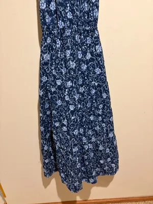Madewell Cross-Back Halter Midi Dress in Vineyard Medallion Navy Blue thumbnail 5