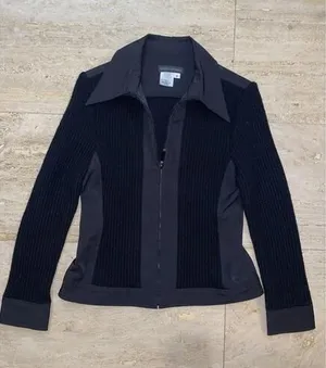 Franco Mirabelli Jacket 8 Women Black Nylon‎ Wool Blend Stretch Made In Canada thumbnail 1