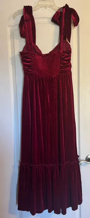 Red velvet so me dress with tie sleeves from south boutique nwt thumbnail 4