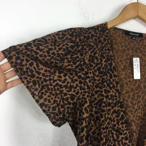 NWT Madewell Flutter-Sleeve Wrap Mini Dress in Painted Leopard Medium thumbnail 9
