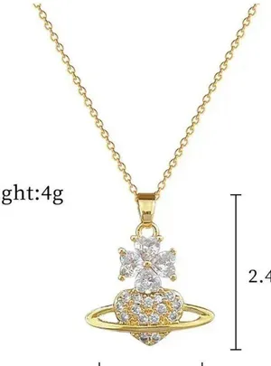 18K Gold Plated Flower Planet Light Luxury Temperament Gorgeous Full Diamond Necklace thumbnail 6
