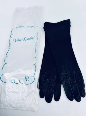 Vintage‎ Black Leather Gloves Size 6 Van Raalte? Opera Classy Chic Driving thumbnail 1