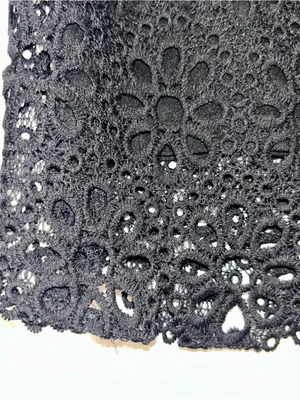 Black Crochet Mini Skirt - Elegant Floral Eyelet thumbnail 3