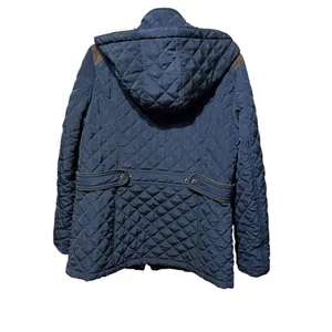 Laundry by‎ Shelli Segal Fleece-Lined Hooded Coat Navy Blue Quilted Sz L thumbnail 4