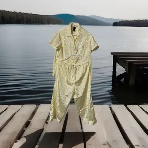 EUC Secret Treasures 2-Piece Set‎ Yellow Satin Floral Sleepwear PJ-Size L(12/14) thumbnail 5
