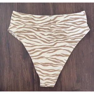 Aerie Womens Pique Animal Print Bikini Set High Waisted Scoop Neck Cheeky SZ M/L thumbnail 5