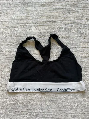 Calvin Klein Black & White Logo Sports Bra (Size Small) thumbnail 4