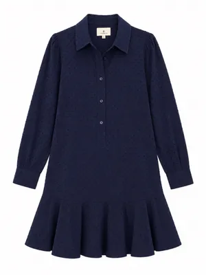 Tuckernuck Callahan Navy Swiss Dot Shirt Dress thumbnail 2