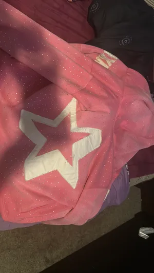 Pink rhinestone hoodie with design and distressed words thumbnail 2