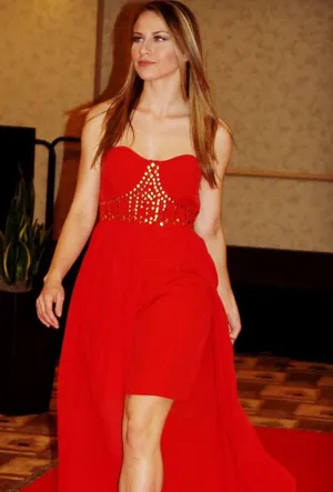 💐🟡LAST ONE: Red and Gold Stud Dress - Medium thumbnail 1