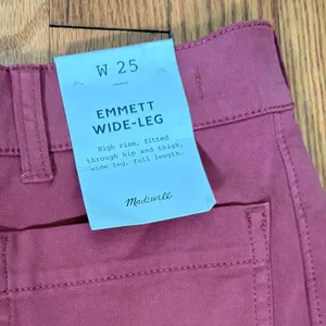 Madewell Emmett Wide Leg‎ High Rise Pants Antique Rose Pink size 25 NWT thumbnail 5