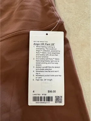 Lululemon Align High Rise 28” Roasted Brown Size 4 NWT thumbnail 5