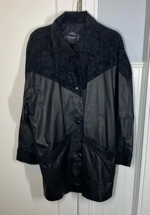 Vintage‎ Pelle Genuine Leather Embossed Jacket oversized size large western vtg thumbnail 1