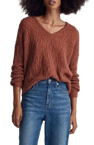 Madewell Alpaca Blend Alna V-Neck Sweater - Ground Clove thumbnail 1