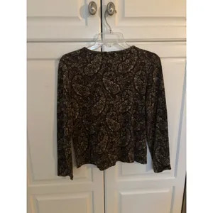 Lauren Ralph Lauren Petite Brown Paisley Cotton Long Sleeve Top P/L thumbnail 4