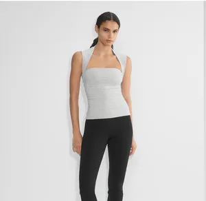 NWOT Aritzia Casual Contour Flourish Top in Heather Crome thumbnail 3