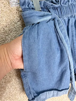 Imperfect‎ 100% cotton xs shorts American Eagle denim front tie belted pockets thumbnail 5