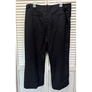 Merona Black Pinstripe Wide Leg Crop Dress Pants High Rise Side Zip Size‎ 16 thumbnail 3