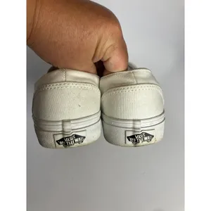 Vans Asher canvas all white slip on‎ sneakers loafers women's size 8.5 casual thumbnail 6