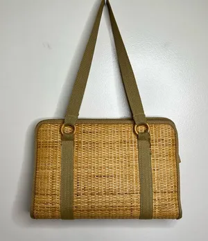 Vintage Woven Purse Shoulder Bag Zipper Closure Made in Taiwan Boho Minimalist thumbnail 3