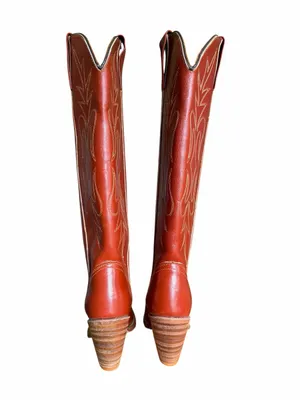 Miss Capezio Vintage Women's Embroidered Leather Stacked Heel Boot Size 5 thumbnail 5