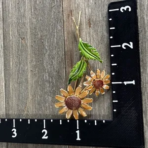 VTG Lisner Enamel Sunflower Brooch Gold Tone Daisy Floral Pin Autumn Harvest thumbnail 7
