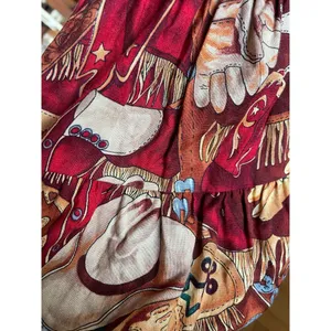 Vintage Longhorn Tiered Full Western Print Skirt Size Medium/ Large thumbnail 4