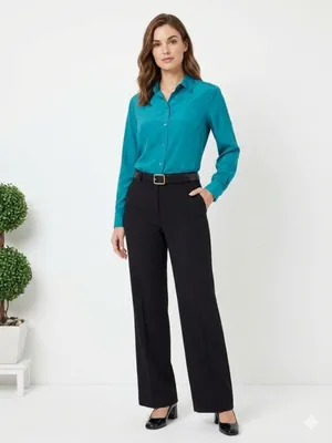 Jones New York Collection Teal Blue Long Sleeve Button Up Top Blouse 12 thumbnail 6