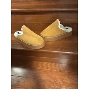 French Connection Womens Chunky Platform Slippers Tan Faux Fur Mules Size M 7-8 thumbnail 8