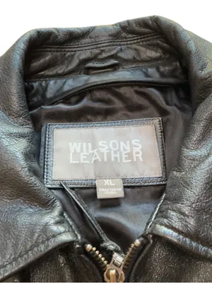 Wilsons Leather Black Genuine Leather Jacket Womens XL Zip Front Collared Fitted thumbnail 5