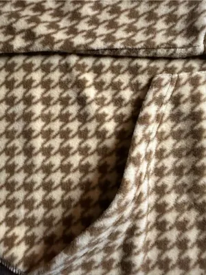 Collection XIIX Women's Houndstooth Fleece Poncho Cape Shawl Wrap L/XL Beige thumbnail 5