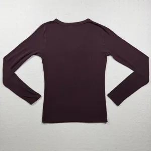 Wilfred Free Aritzia Ribbed Henley Long Sleeve Top Purple Maroon Size Small thumbnail 2