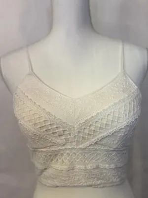 Rebellion White Lace V-Neck Cropped Cami thumbnail 2