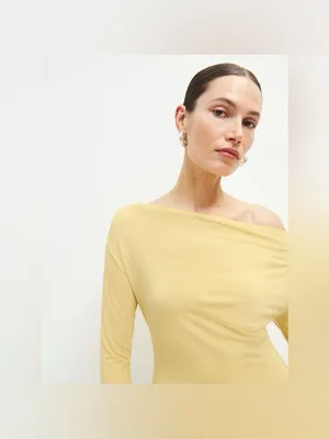 Reformation Eveline Off the Shoulder Dress Yellow Extra Small thumbnail 2