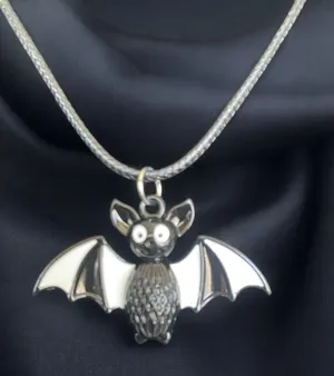 Gothic Black & White Bat Pendant Spooky‎ Season Necklace thumbnail 1