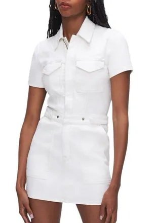 Good American White Denim Mini Dress Medium thumbnail 1