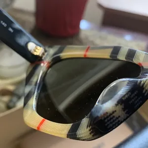 Authentic BURBERRY 52 Butterfly acetate plaid logo Sunglasses thumbnail 9