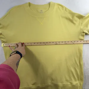 Aerie L Large Good Vibes Oversized Sweatshirt Tunic Long Sleeve Crew Neck Yellow thumbnail 10